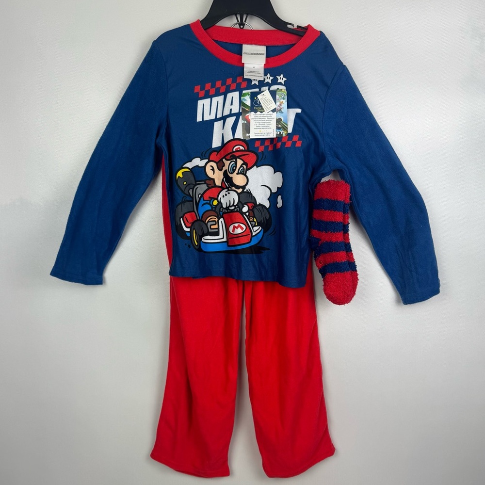 Mario Kart kids 3 piece pajama set.  NWT size 6